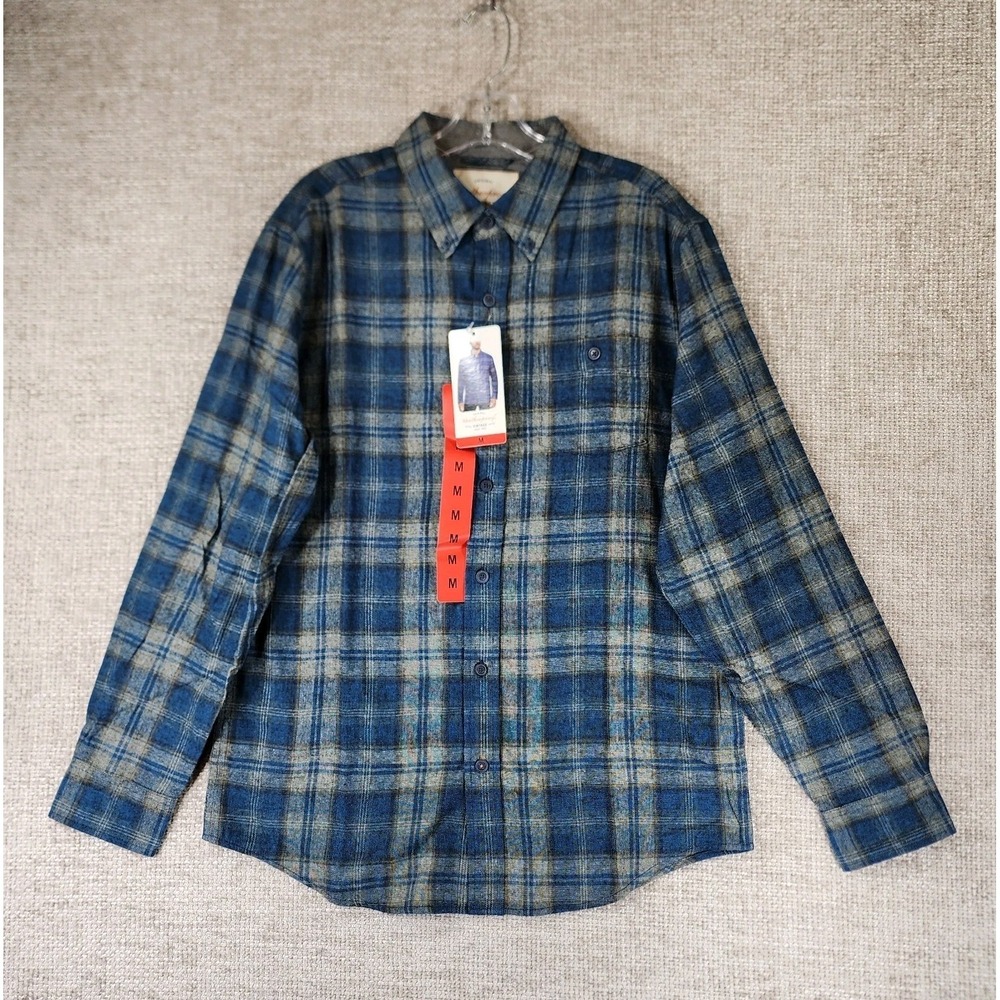 Weatherproof Vintage Flannel Button Down Shirt Mens‎ M Blue Gray Plaid NWT